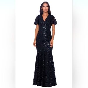 Xscape Black/Hunter green Sequin Dress